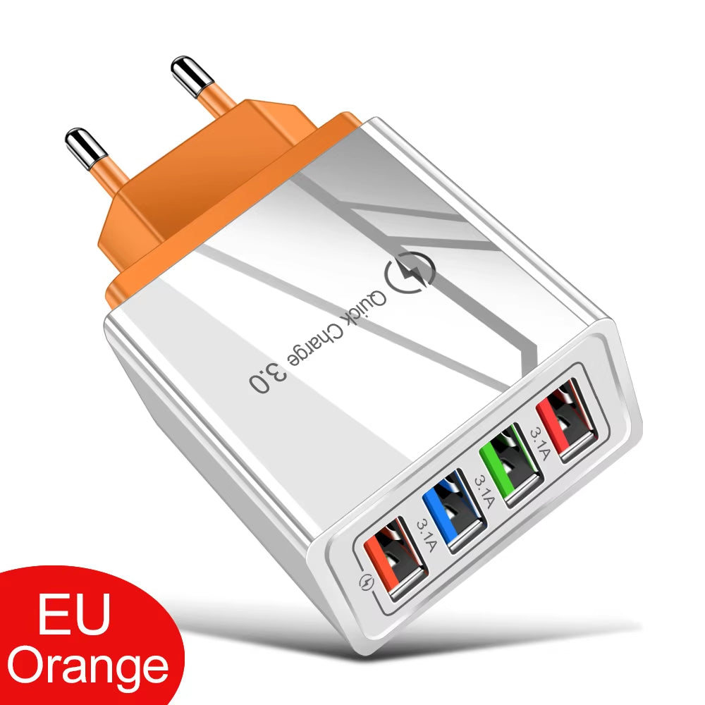 EU/US Plug USB Charger Quick Charge 3.0 for Phone Adapter for Iphone 15 Pro Max Tablet Portable Wall Mobile Charger Fast Charger