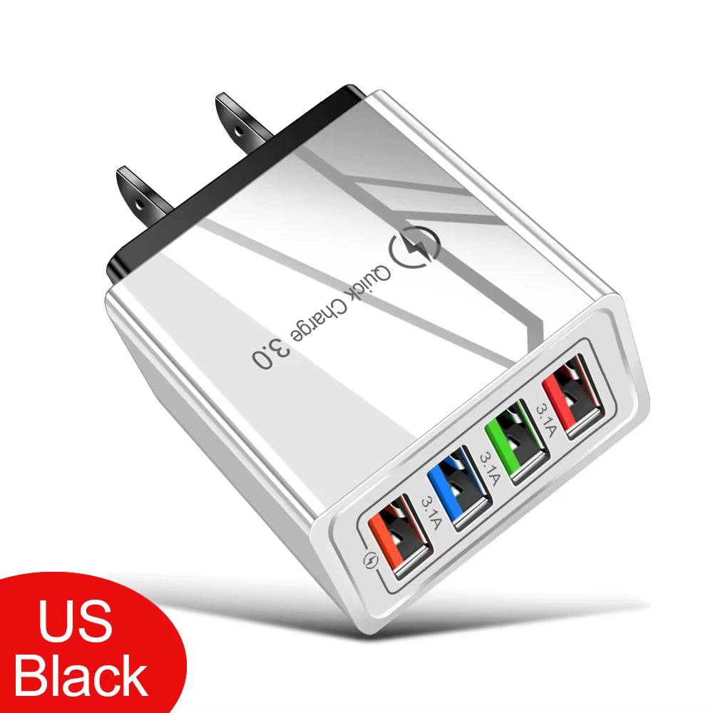 EU/US Plug USB Charger Quick Charge 3.0 for Phone Adapter for Iphone 15 Pro Max Tablet Portable Wall Mobile Charger Fast Charger