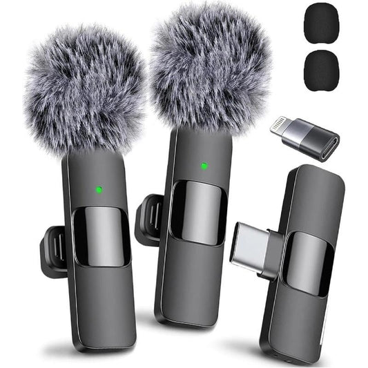 2 Mini Microphones with Clearer Audio for Video Recording, Interview, Vlog,Noise Reduction Device Noise Cancellation Stereo Wireless Vlogging Tools Handheld Mic Microfono Minimic
