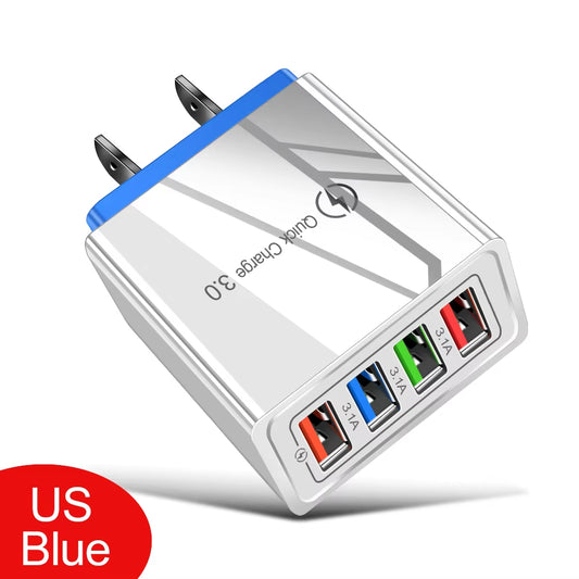 EU/US Plug USB Charger Quick Charge 3.0 for Phone Adapter for Iphone 15 Pro Max Tablet Portable Wall Mobile Charger Fast Charger