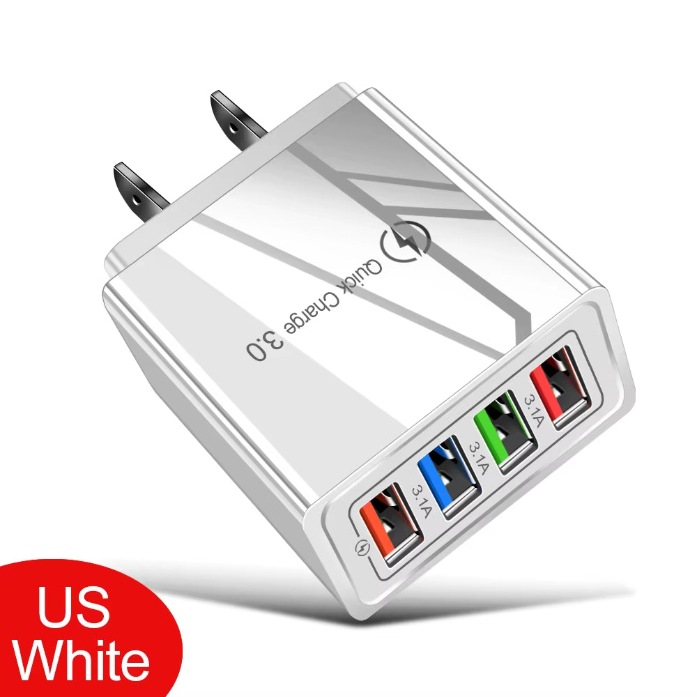 EU/US Plug USB Charger Quick Charge 3.0 for Phone Adapter for Iphone 15 Pro Max Tablet Portable Wall Mobile Charger Fast Charger