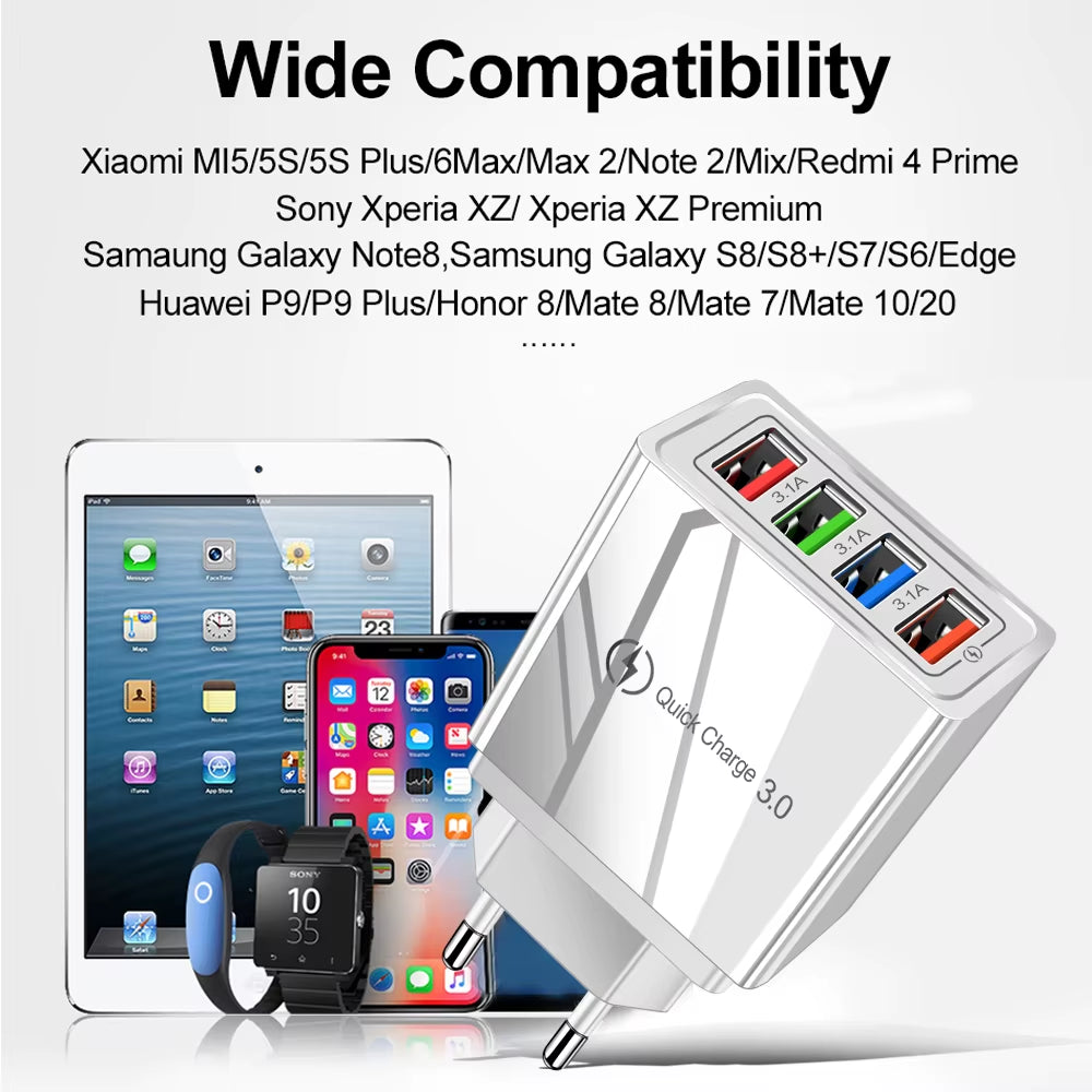 EU/US Plug USB Charger Quick Charge 3.0 for Phone Adapter for Iphone 15 Pro Max Tablet Portable Wall Mobile Charger Fast Charger