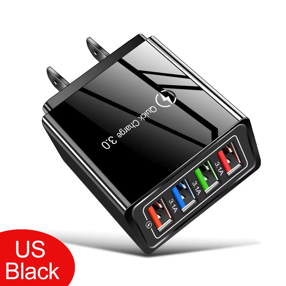 EU/US Plug USB Charger Quick Charge 3.0 for Phone Adapter for Iphone 15 Pro Max Tablet Portable Wall Mobile Charger Fast Charger