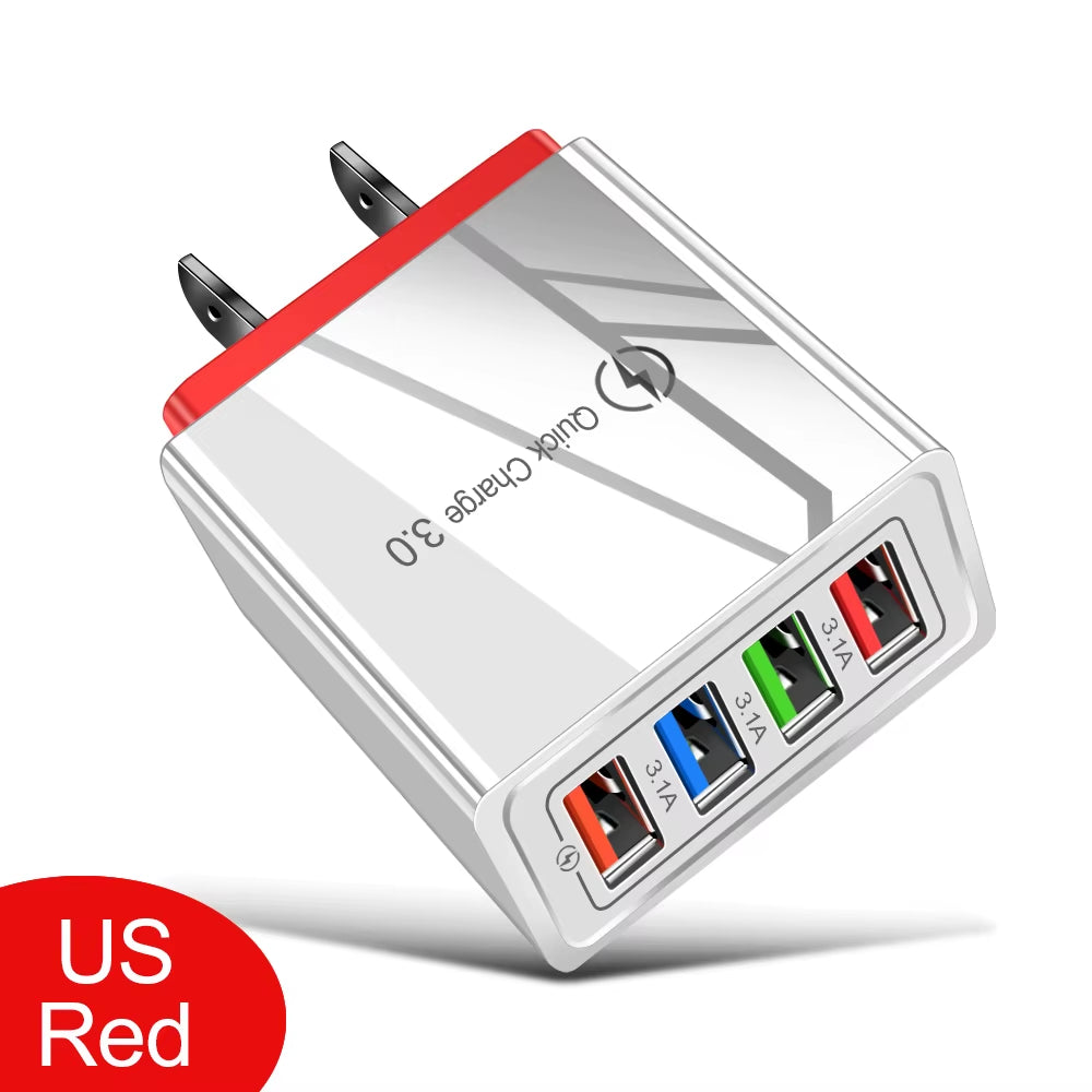 EU/US Plug USB Charger Quick Charge 3.0 for Phone Adapter for Iphone 15 Pro Max Tablet Portable Wall Mobile Charger Fast Charger