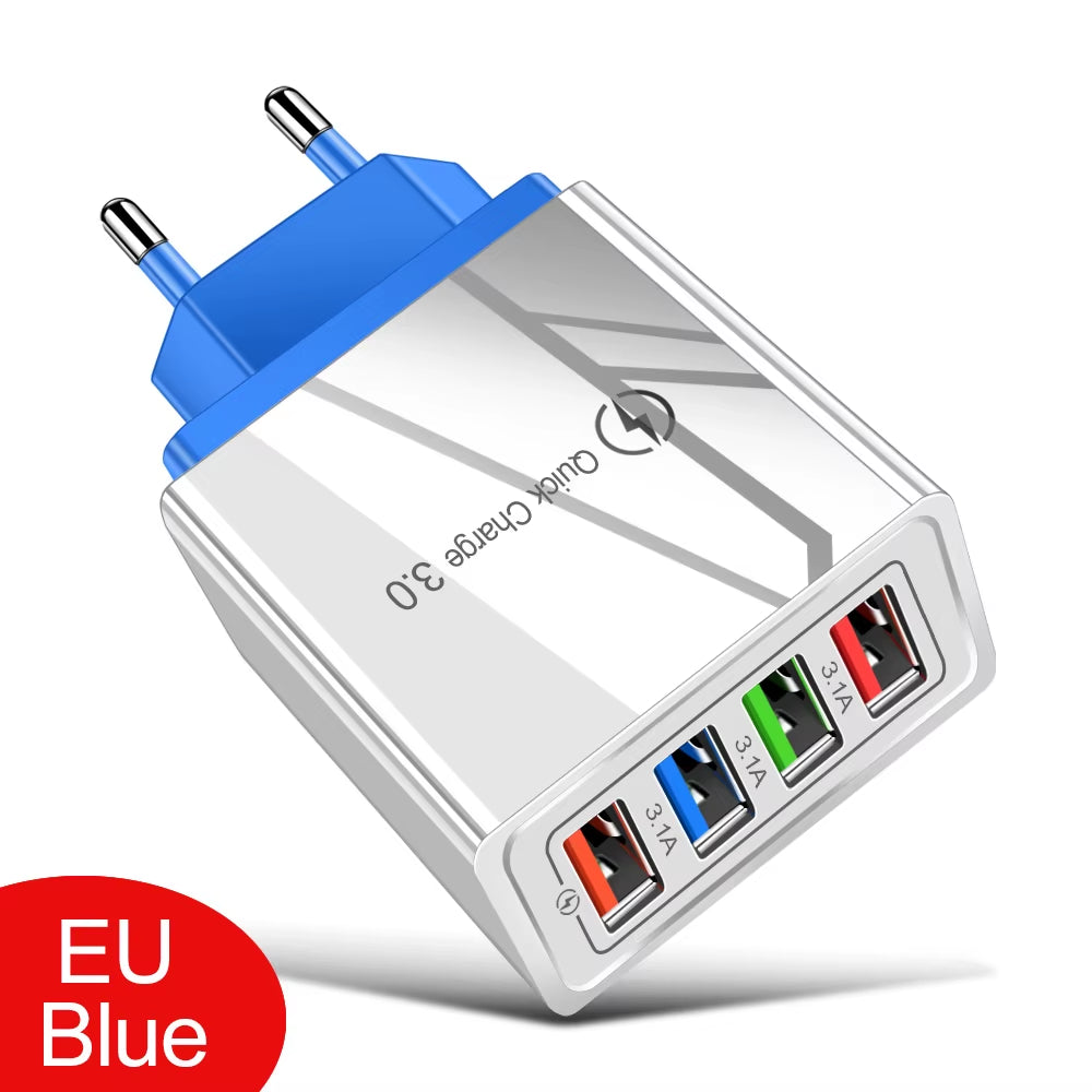 EU/US Plug USB Charger Quick Charge 3.0 for Phone Adapter for Iphone 15 Pro Max Tablet Portable Wall Mobile Charger Fast Charger