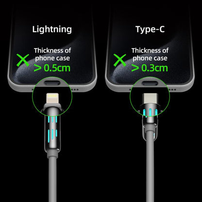 Mfish Armored Dragon I 4-In-1 Multi 240W Fast Charging Cable with USB a Type C Lightning for Iphone17&Samsung Laptops Charger