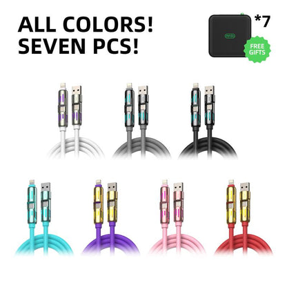 Mfish Armored Dragon I 4-In-1 Multi 240W Fast Charging Cable with USB a Type C Lightning for Iphone17&Samsung Laptops Charger