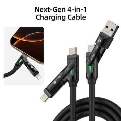 Mfish Armored Dragon I 4-In-1 Multi 240W Fast Charging Cable with USB a Type C Lightning for Iphone17&Samsung Laptops Charger